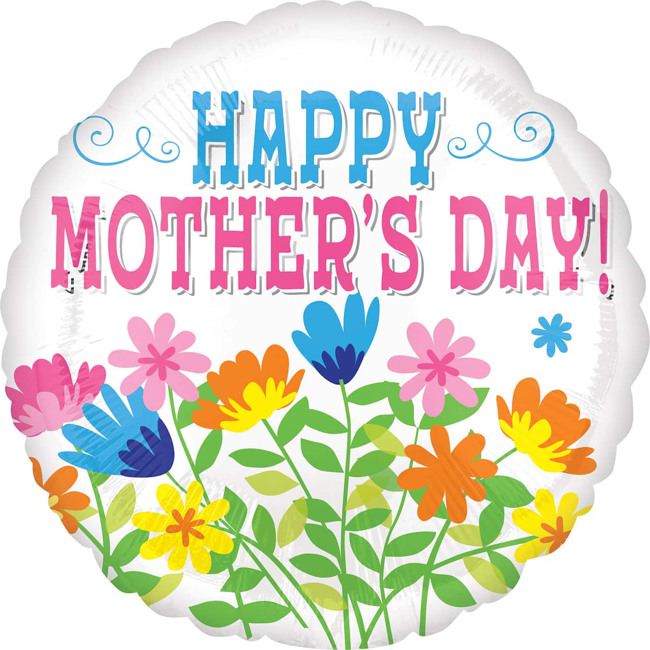 Ballon métallisé de fleurs sauvages « Happy mother’s day! » de 45,7 cm